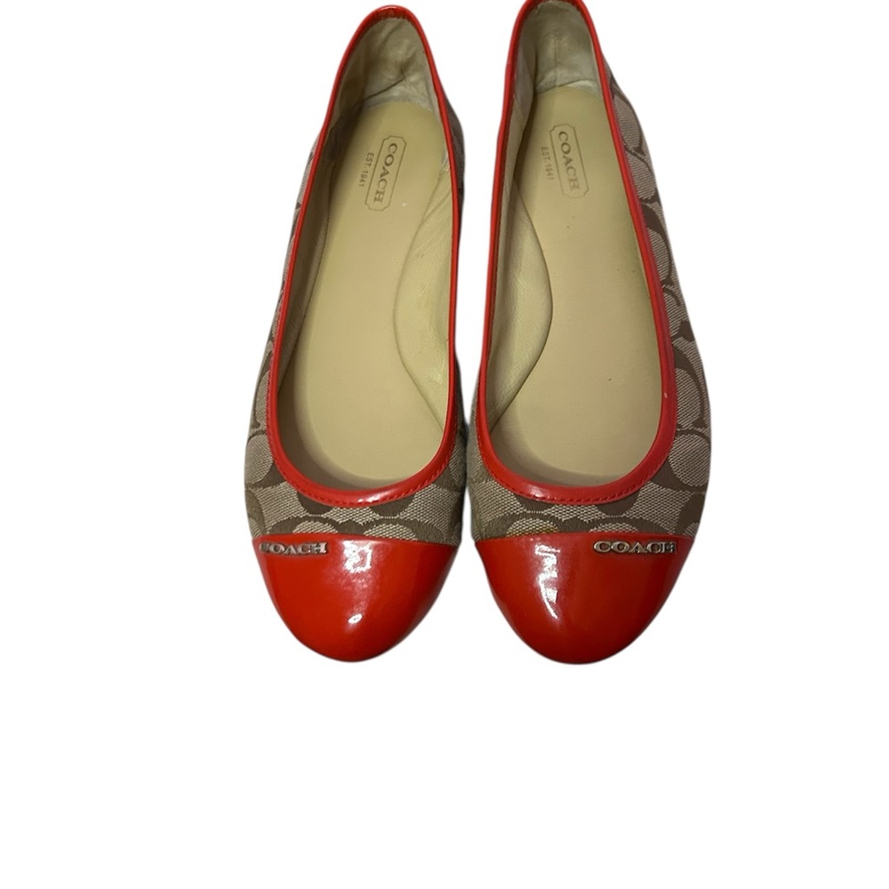 Coach Orange and Tan Women's Flats, Pre-loved. - Picture 2 of 6